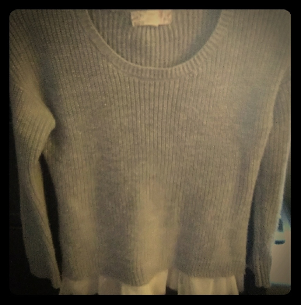 Pink Republic metallic sweater with a tulle hem